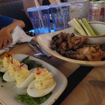 Monkeypod Kitchen - "Lobster" deviled eggs and chicken "wings" - New American Near Me - Lahaina, Hawaii
