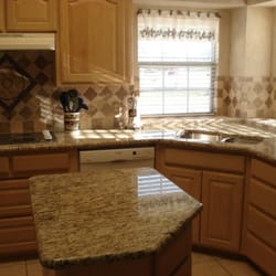Cornerstone Granite - 3cm Giallo Ornamental w/ Walnut & Ivory 4x4 Backsplash - Corner Stone Granite & Floors - CSGDFW.com