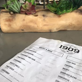 1909 - Stained menu - Bars Near Me - Temecula, California