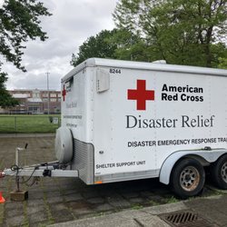 American Red Cross - A trailer full of emergency supplies sits outside a shelter in Seattle, WA.