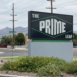 The Prime Leaf - Front sign and mountains in distance