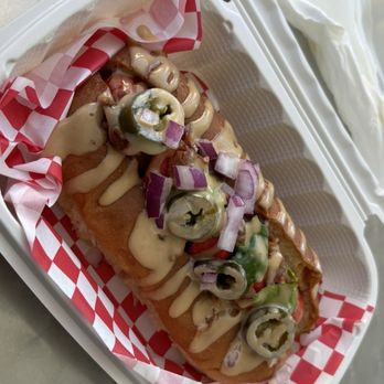 Saucy Dogs - Aloha Dog (sans pineapple) - Hot Dogs Near Me - Hilo, Hawaii Saucy Dogs - Aloha Dog (sans pineapple) - Hot Dogs Near Me - Hilo, Hawaii