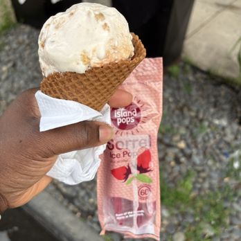 Island Pops - Guava cheesecake waffle cone Sorrel ice pop - Ice Cream & Frozen Yogurt Near Me - Brooklyn, New York
