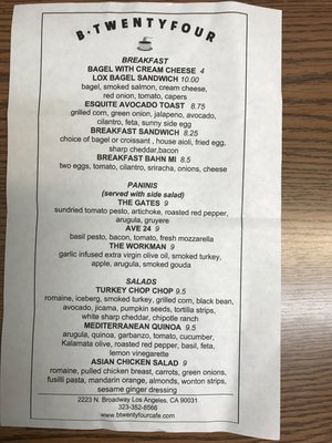 Menu photo 8 B Twentyfour Los Angeles, CA