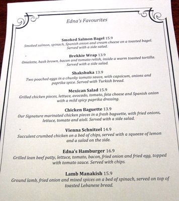 Menu photo 2 Edna's Place Elsternwick, VIC Menu photo 2 Edna's Place Elsternwick, VIC
