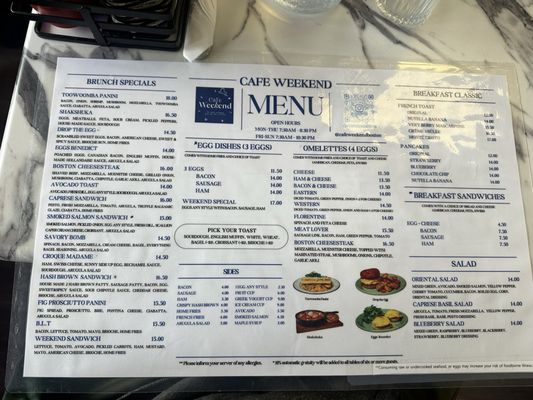 Menu photo 1 Cafe Weekend Allston, MA