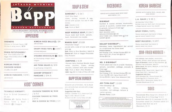 Menu photo 6 Bapp Korean Restaurant Jackson, WY