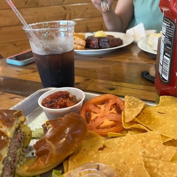 Bubba Brew's - Porterhouse pork chop special and cheeseburger plates were so good! - Sports Bars Near Me - Hot Springs, Arkansas