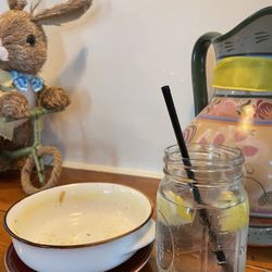 Millside Cafe - Empty bowl of chicken broth w carrots and celery. Simple but tasty lunch