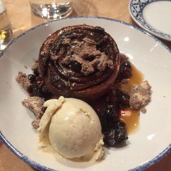 Giant - Babka with banana ice cream and figs and pears in syrup - New American Near Me - Chicago, Illinois