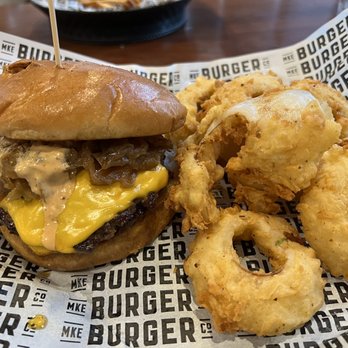 Milwaukee Burger Company - Double smashed patty onion rings - Burgers Near Me - Hudson, Wisconsin Milwaukee Burger Company - Double smashed patty onion rings - Burgers Near Me - Hudson, Wisconsin