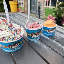 Ralph's Italian Ices & Ice Cream - Vanilla soft serve, Cherry Jubilee, and Orange and Cream