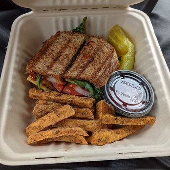 Sun Burger Vegan Cuisine - a sandwich and fries - Vegan Near Me - Charlotte, North Carolina Sun Burger Vegan Cuisine - a sandwich and fries - Vegan Near Me - Charlotte, North Carolina
