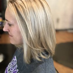 The 9's - Cut and color (base and highlight) done by Lauren