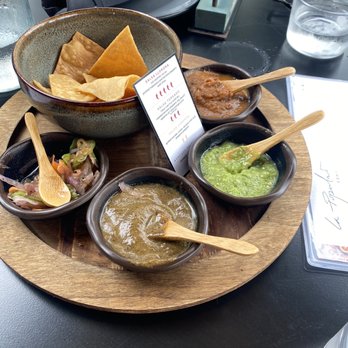 La Popular Austin - Chips and the option of four salsas. - Mexican Near Me - Austin, Texas