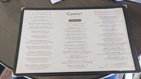 Menu photo 3 Savona's Hudson, NY