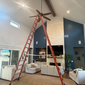 Black Out Services - Team was easily able to install new ceiling fan on a tall ceiling - Electricians Near Me Black Out Services - Team was easily able to install new ceiling fan on a tall ceiling - Electricians Near Me