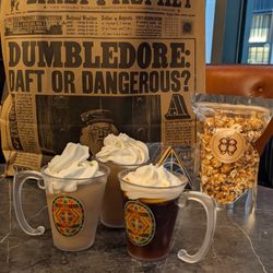 Harry Potter Shop - 2 blended (think slushy) and 1 regular Butterbeer