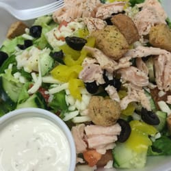 Salad with chicken and side of ranch