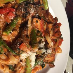 Grilled vegetables & goat cheese pasta