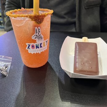 Zonkey Paletas - The strawberry cooler with mineragua & pistachio bar with dark chocolate full dip - Ice Cream & Frozen Yogurt Near Me - San Diego, California Zonkey Paletas - The strawberry cooler with mineragua & pistachio bar with dark chocolate full dip - Ice Cream & Frozen Yogurt Near Me - San Diego, California