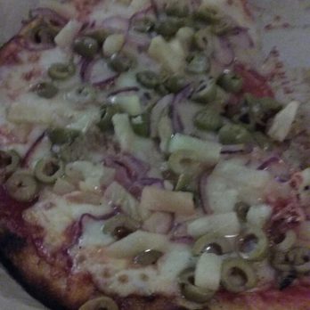 Blaze Pizza - My friends dubbed this "The Abomination." Green olives, onion, and pineapple. DEAL WITH IT - Salad Near Me - Lansing, Michigan Blaze Pizza - My friends dubbed this "The Abomination." Green olives, onion, and pineapple. DEAL WITH IT - Salad Near Me - Lansing, Michigan