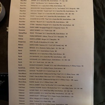 The Lark - Wine list - New American Near Me - Santa Barbara, California