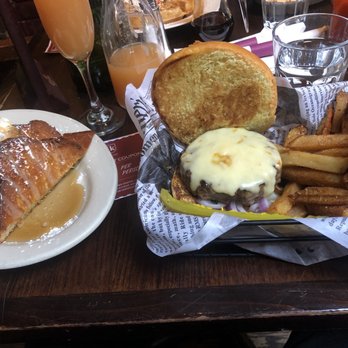 Rustik Tavern - Tres leches French toast, medium well cheese burger la gruyere cheese, and fries - American Near Me - Brooklyn, New York Rustik Tavern - Tres leches French toast, medium well cheese burger la gruyere cheese, and fries - American Near Me - Brooklyn, New York