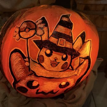 Carved - Pikachu Pumpkin (Real) - Botanical Gardens Near Me - La Canada Flintridge, California