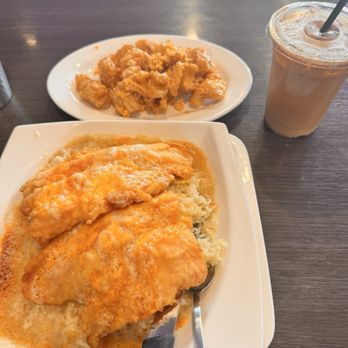 Orchids Cafe - Baked Fish in Cream Sauce Over Rice Salted Egg Yolk with Fried Calamari - Chinese Near Me - San Francisco, California