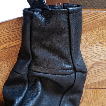 Stitch In Time - Leather bunched up and sewn on. - Sewing & Alterations Near Me - Kerrville, Texas