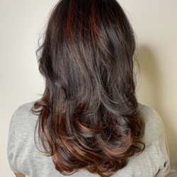 Beauty You By Jasmine - Red highlights and long layers haircut