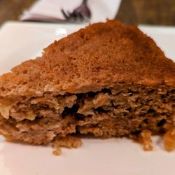 Moist and delicious homemade carrot cake (all toppings we asked to be put on the side)