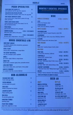 Menu photo 2 Puerto 27 Peruvian Kitchen & Pisco Bar Pacifica, CA Menu photo 2 Puerto 27 Peruvian Kitchen & Pisco Bar Pacifica, CA
