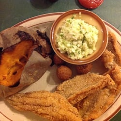 Country Squire Restaurants - All you can eat fish, sweet potato and slaw. (Slaw was very bland, I didn't eat it)