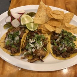 Tacos: Birria, Carnitas, Asada