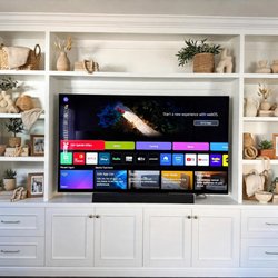 CustomBuilt-ins.com - Redondo beach custom entertainment wall unit with custom doors and custom design tailored to the Client's needs. All made from scratch.