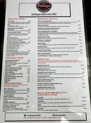 Menu photo 2 The Village Diner Glenside, PA