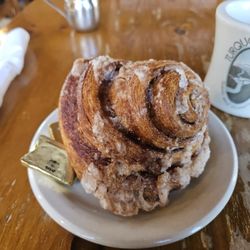 San Marcos Cafe - Cinnamon Roll (pat of butter for scale)
