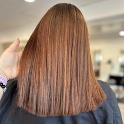 Diamond Salon & Spa - After my Keratin treatment. I love how my highlights from previous appts came out.