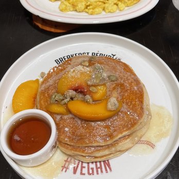 Breakfast Republic - Vegan Peaches & Cream pancakes - Breakfast & Brunch Near Me - Irvine, California Breakfast Republic - Vegan Peaches & Cream pancakes - Breakfast & Brunch Near Me - Irvine, California