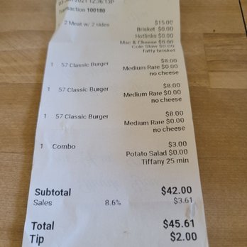 Smokey Mo - Just to show our order. They forgot the potato salad and the BBQ sauce. - Barbeque Near Me - Tucson, Arizona Smokey Mo - Just to show our order. They forgot the potato salad and the BBQ sauce. - Barbeque Near Me - Tucson, Arizona