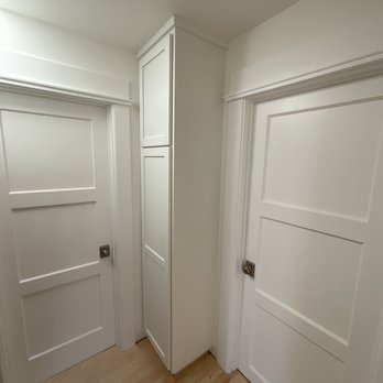 Knock on Wood - Linen closet built and installed by Steve and his team. Very happy with quality of cabinetry and installation. - Cabinetry Near Me - Santa Rosa, California Knock on Wood - Linen closet built and installed by Steve and his team. Very happy with quality of cabinetry and installation. - Cabinetry Near Me - Santa Rosa, California