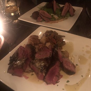 Local 11 Ten - Hanger Steak with duck fat potatoes and okra (front) duck breast - New American Near Me - Savannah, Georgia Local 11 Ten - Hanger Steak with duck fat potatoes and okra (front) duck breast - New American Near Me - Savannah, Georgia