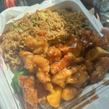 Golden Garden - Orange Chicken Over Fried Rice - Chinese Near Me - Sacramento, California Golden Garden - Orange Chicken Over Fried Rice - Chinese Near Me - Sacramento, California