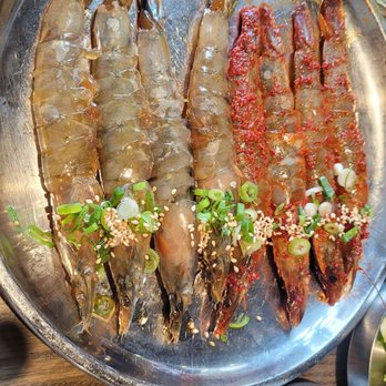 Anju - Raw marinated shrimp half and half - Korean Near Me - Markham, Ontario