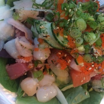PokiNometry - Poke salad with 5 scoops. Yep, five delicious scoops. A girl has gotta feed those muscles some protein! Review to follow shortly - Japanese Near Me - Anaheim, California PokiNometry - Poke salad with 5 scoops. Yep, five delicious scoops. A girl has gotta feed those muscles some protein! Review to follow shortly - Japanese Near Me - Anaheim, California