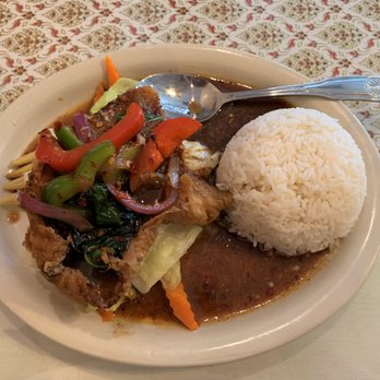 Thai House Restaurant - Lunch special crispy fish in spicy sauce. SO GOOD. - Thai Near Me - Arlington, Texas Thai House Restaurant - Lunch special crispy fish in spicy sauce. SO GOOD. - Thai Near Me - Arlington, Texas