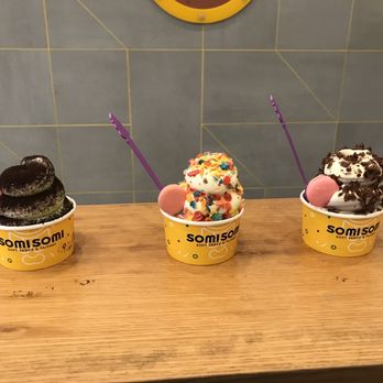 Somisomi - Soft serve in a cup: milk +matcha, mango, mango + cookies & cream - Ice Cream & Frozen Yogurt Near Me - Ontario, California Somisomi - Soft serve in a cup: milk +matcha, mango, mango + cookies & cream - Ice Cream & Frozen Yogurt Near Me - Ontario, California