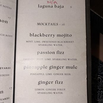 Alana Bar & Tapas - Menu mocktails - Tapas Bars Near Me - Palm Springs, California
